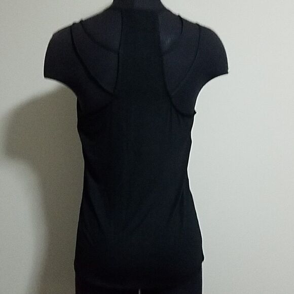 NWT Zenana Outfitters Racer Back Line Black Top (S) - Picture 3 of 4